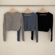 ລະດູໃບໄມ້ຫຼົ່ນແລະລະດູໜາວຂອງເກົາຫຼີ chic niche French niche slim versatile buttoned V-neck short sweater jacket women's long-sleeved sweater