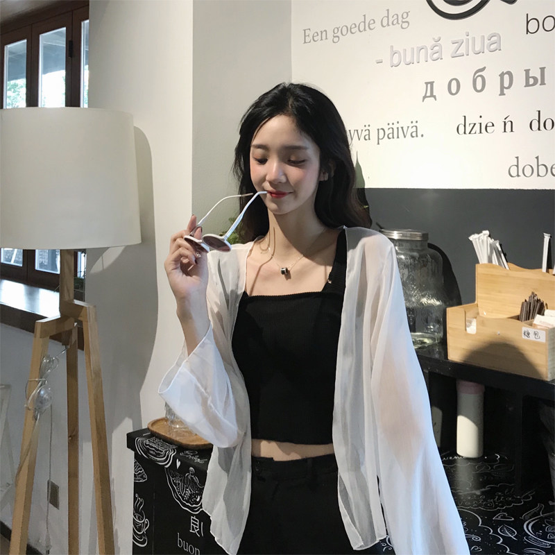 Sunscreen Women's Cardiovert Summer Short Outside Hitch White Very Fairy Snowspun Blouse Clothed Jacket with a thin jacket