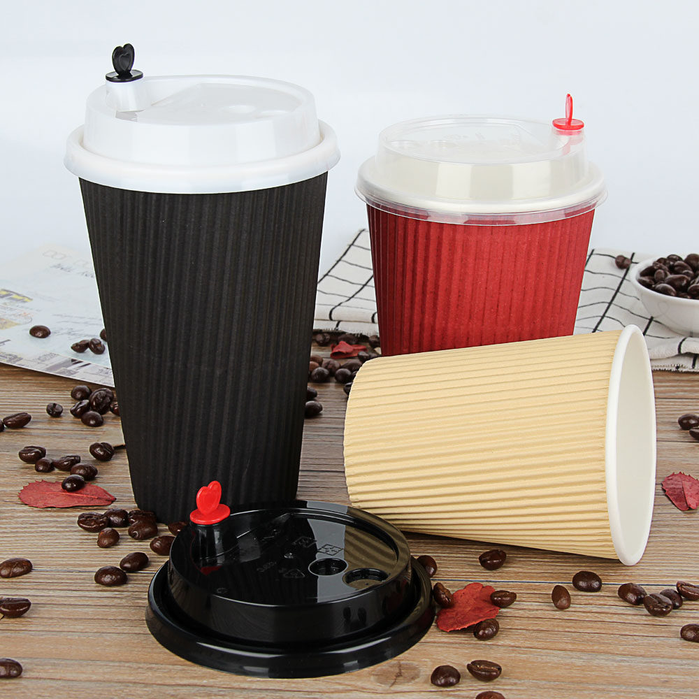 Milk tea cup disposable double layer cupcake Threaded Corrugated Cup Thickened Coffee Cup Anti-Burn Insulation Hot Drink 100 cup