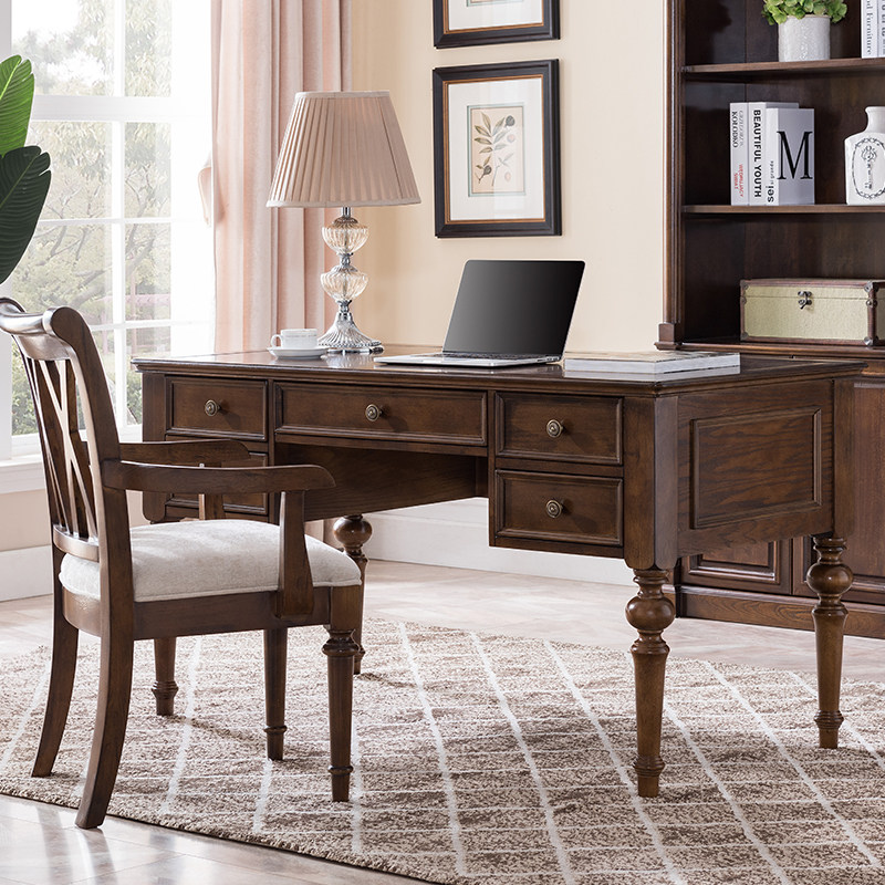 American desk solid wood desk desktop computer desk book table and chairs bookcase book room suit combined European-style desk