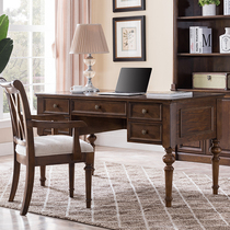 American desk Solid wood desk Desktop computer desk Desk chair Bookcase Study set Combination European style writing desk