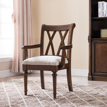 American solid wood book chair armchair Leisure chair European computer chair backrest chair Dining chair Household soft bag desk chair