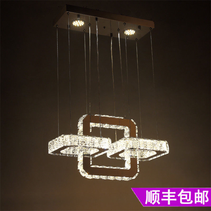 三头水晶餐吊灯 LED简约现代饭厅餐桌灯创意个性餐厅吊灯吧台灯具