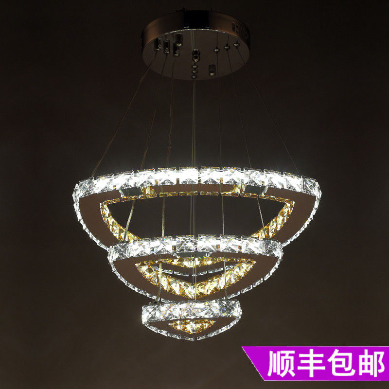 餐吊灯 现代简约创意个性三头餐桌灯不锈钢吧台灯LED水晶饭厅吊灯