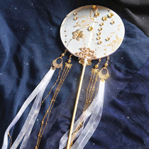 Chinese style Hanfu Broken Cloud Fan Long Handle Fan Hanfu Ancient Wind Tassel Palace Fan Ancient Embroidery Jewelry Ancient Fan