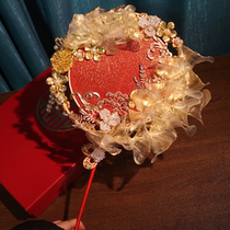 Bride marriage group fan Xiuhe clothing high-level Chinese-style marriage covering face double-sided fan diy finished product