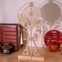 Bride fan wedding fan high-end finished product Xiuhe clothing handheld double-sided fan fan wedding hand-made DIY material package
