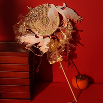 Bride marriage group fan diy material package wedding handheld fan Phoenix Hansuit double-circle wedding fan finished