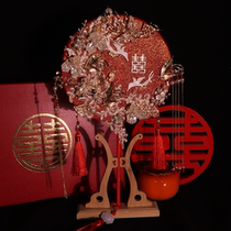 Married bride fan diy material pack handmade fan fan ancient fan red finished product Chinese wedding Xiuhe handheld fan