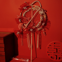 Diy material package of original ancient style red Hankin fan fan bride Chinese wedding Xiuhe fan handmade fan