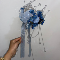 Evening high-end wedding props custom flower wedding wedding Blue Crown Crystal scepter cane