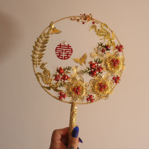 Ancient style bride Group fan Chinese holding flower fan wedding wedding dragon and phoenix coat Xiuhe clothing group fan diy material bag