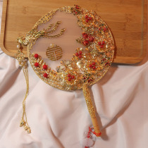 Flower wedding fan diy material bag Chinese wedding bride holding flower Phoenix Golden beautiful clothing dragon and phoenix coat fan