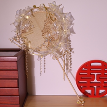 Champagne bride fan fan fan fan Xiu fan fan clothes handheld flower diy material package wedding fan finished product