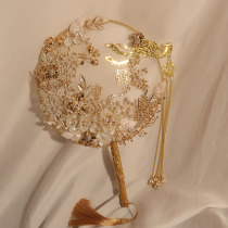 Long handle Group fan tassel Palace fan wedding decoration fan Palace fan hand holding flower bride material bag accompanied by hand gift