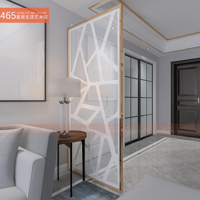 Art glass custom laminated glass screen partition modern Nordic porch dry and wet separation diamond lattice