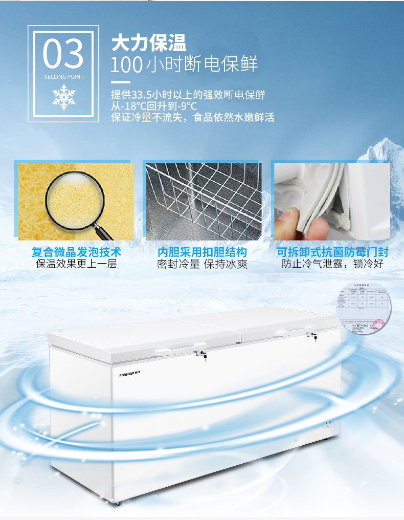 Tủ đông lạnh Ronshen / Rongsheng BD / BC-520M / AHP tủ đông kangaroo 400l