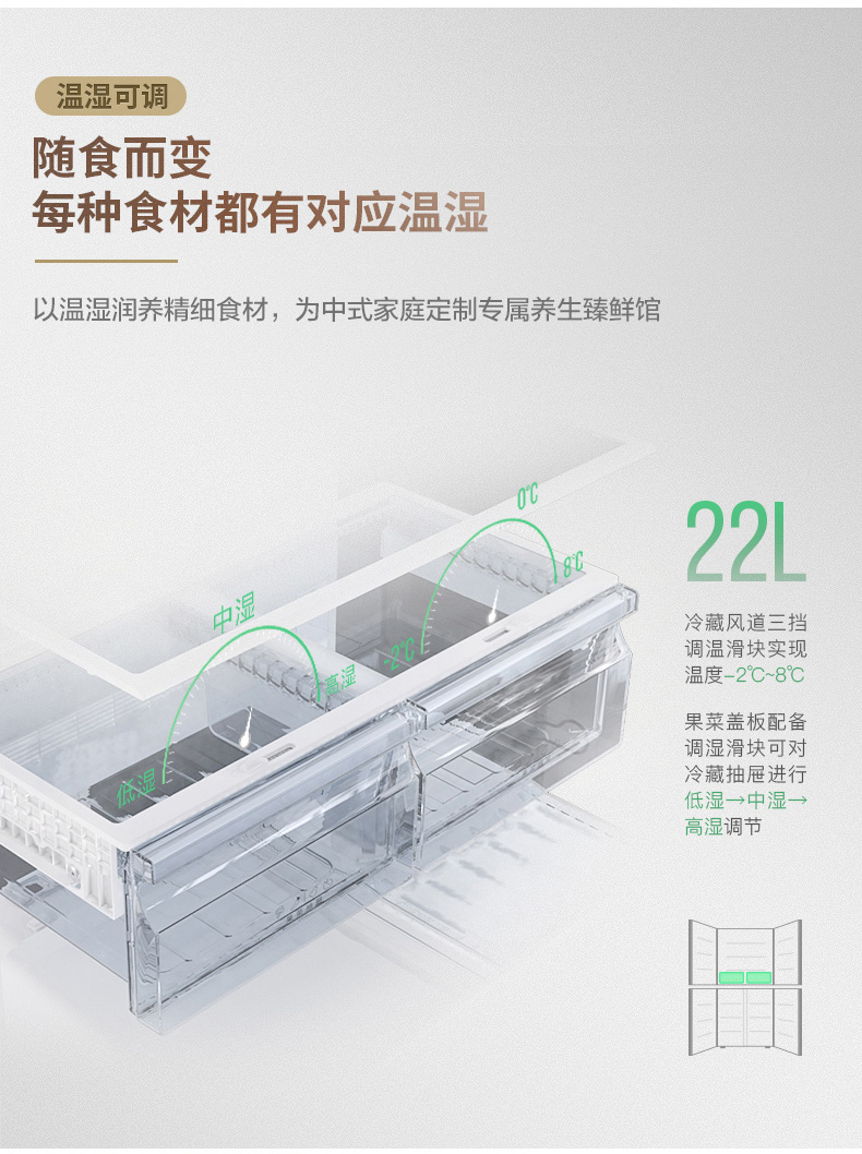 Thực phẩm Ronshen / Rongsheng BCD-432WD12FPA Thực phẩm vẫn là tủ lạnh nhiều cửa mở chéo S5 