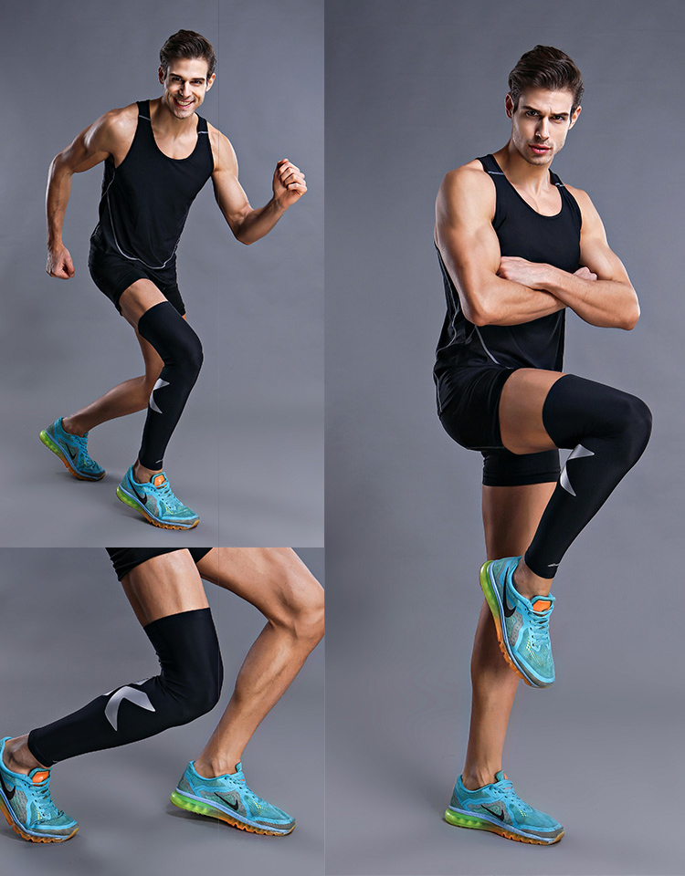 Li Ning bóng rổ bảo vệ đùi kéo dài xà cạp bảo vệ đầu gối chân bê bắp chân nam và nữ thể thao chạy ấm thiết bị bảo vệ vớ - Dụng cụ thể thao đai nẹp đầu gối