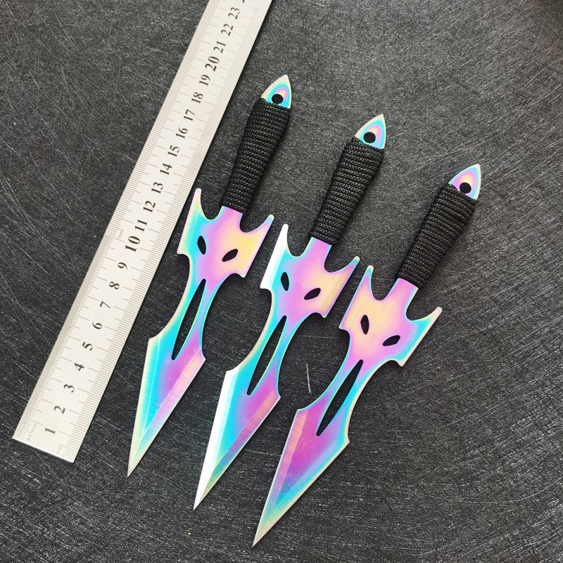 Outdoor small straight knife dart hidden weapon straight rotating flying steel needle throwing martial arts willow leaf flying needle dart knife self-defense hidden weapon