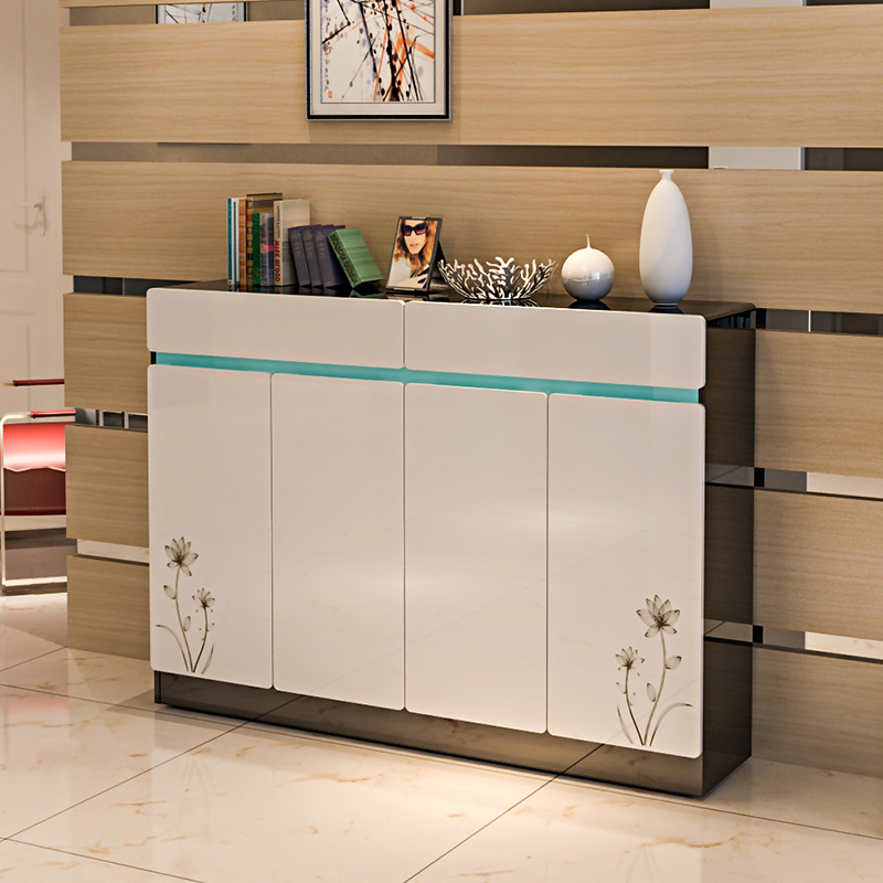 Shoe cabinet assembly paint large capacity foyer cabinet Entrance shoe cabinet Ultra-thin white two-door shoe rack special price X5