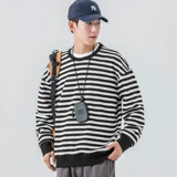 Демисезонная толстовка, утепленный японский ретро приятный телу лонгслив, оверсайз, круглый воротник