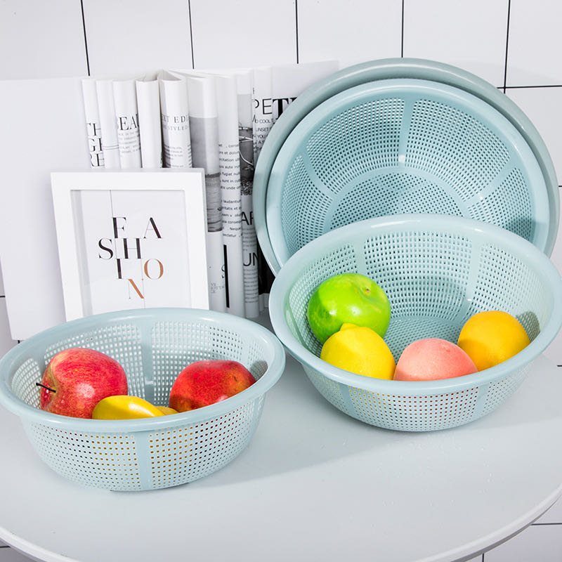 Plastic Wash Vegetable Basket Home Wash Rice Basket Drain Basket Kitchen Hotel Multipurpose Naughty Basket Fruits and vegetables Screened Plastic Basket encryption