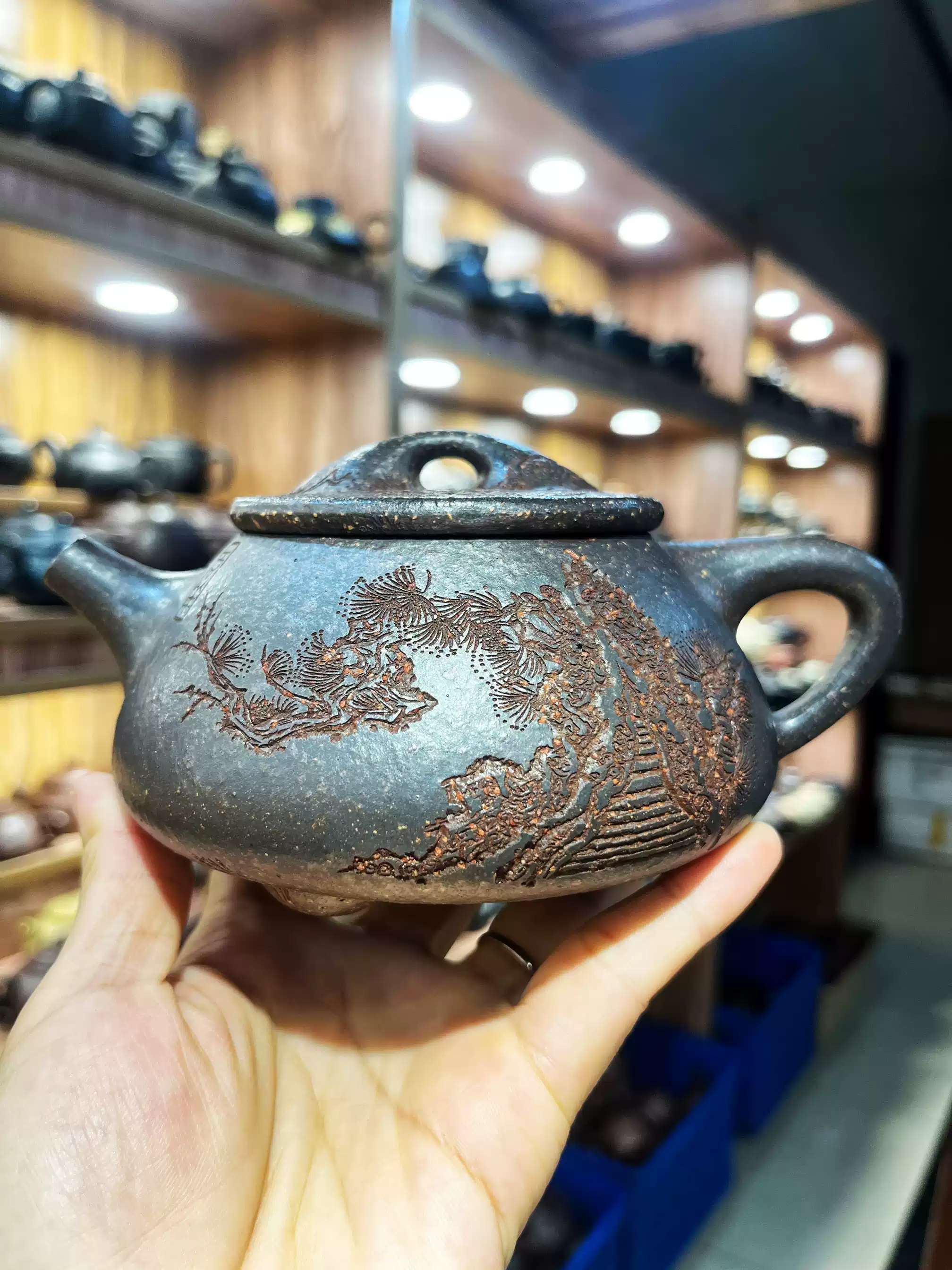 公堂清仓宜兴原矿段泥双色梅花一粒珠紫砂壶堆绘茶壶圆润可爱