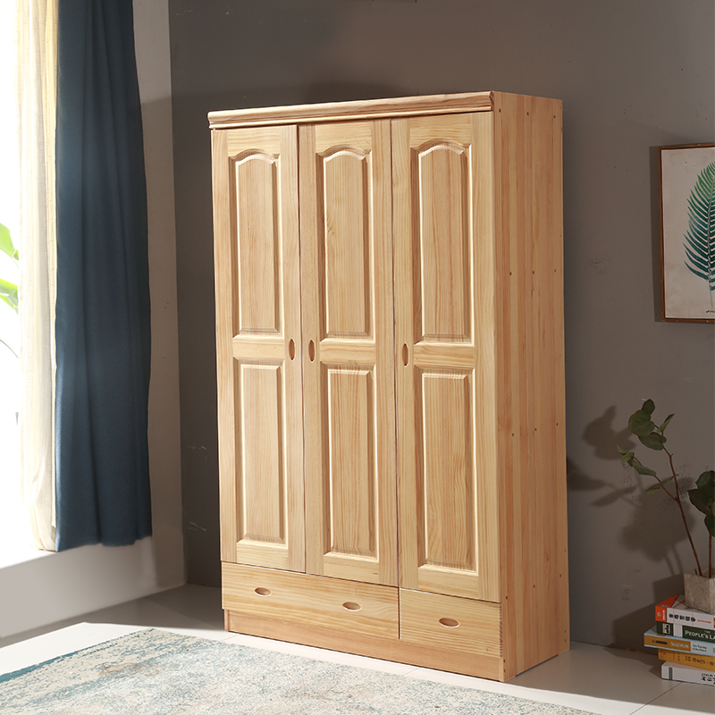 Pine Wardrobe Two Doors Three Doors Solid Wood Wardrobe Simple