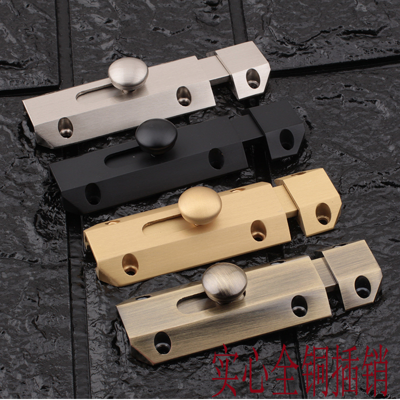 Thickened copper bolt lock anti-theft door door buckle door lock powder room bolt wooden door surface-mounted bolt lock anti-theft door lock