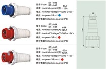 Current industrial waterproof plug STE ST-033 043 034 044 035 045 63A 125A