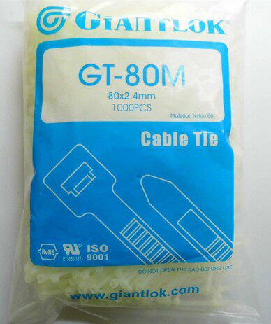 Original Taiwan Huawei nylon cable tie GIANTLOK GT-80M 80X2 4MM white and black 1000 packs