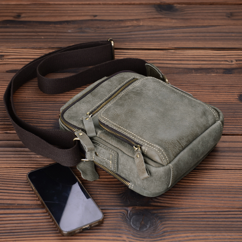 Scarce Imported Cowhide Men's Genuine Leather Shoulder Crossbody Bag Original Handmade Vintage Men's Handbag Top Layer Leather Small Bag