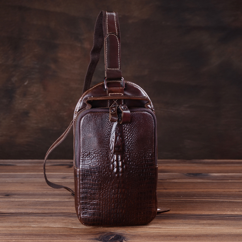 Men's leather breast crocodile grain ha tide men outdoor sports chest bag bag bag bag bag bag bag bag bag bag