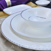 Nordic Hotel Swing Table Cutlery Ceramic Restaurant Hotel Clubhouse Cutlery Items Bone China Porcelain Suit Rice Dish Soup Spoon