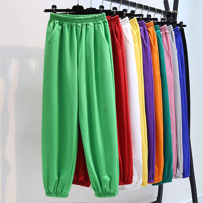 Women's Jogger Pants, Spring and Autumn New Style, High-Waisted, Petite, Lantern Sweatpants, Straight-Leg, Loose, White Pants