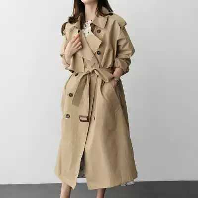 Autumn fashion ladies trench coat Korean version of long knee loose coat College wind belt tide suit