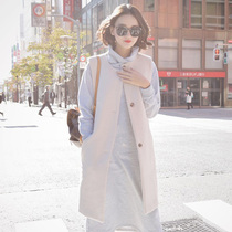 Autumn and winter original slim horse clip womens Korean cashmere long loose woolen round neck large size vest female