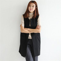 2021 spring and autumn original slim slim Vest Womens Korean version of long loose round neck plus size waistcoat women