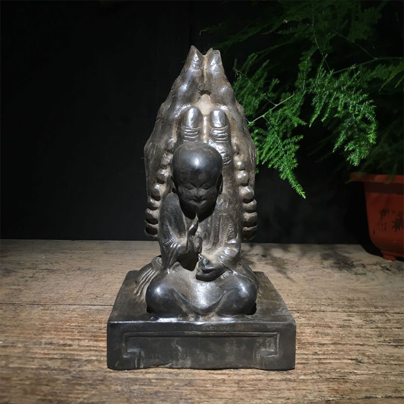 Antique stone carving Shanxi bluestone bergamot monk Chinese antique tea ceremony ornament ornaments cultural play collection