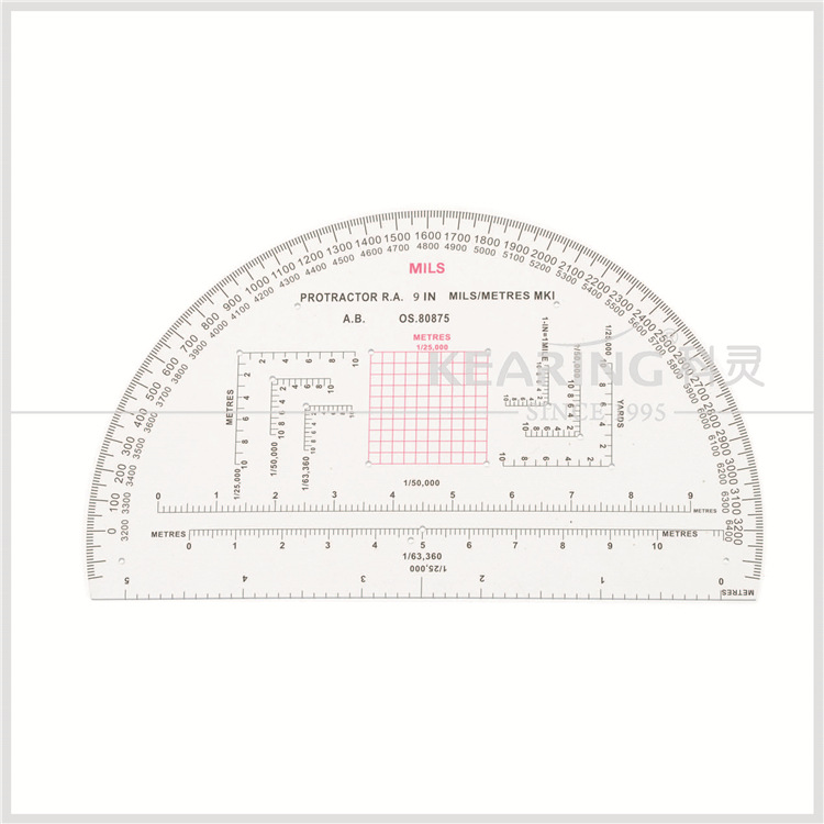 Kolding built-in scale 9-inch military protractor KMP-3 troop command surveying and mapping ruler 1 2mm