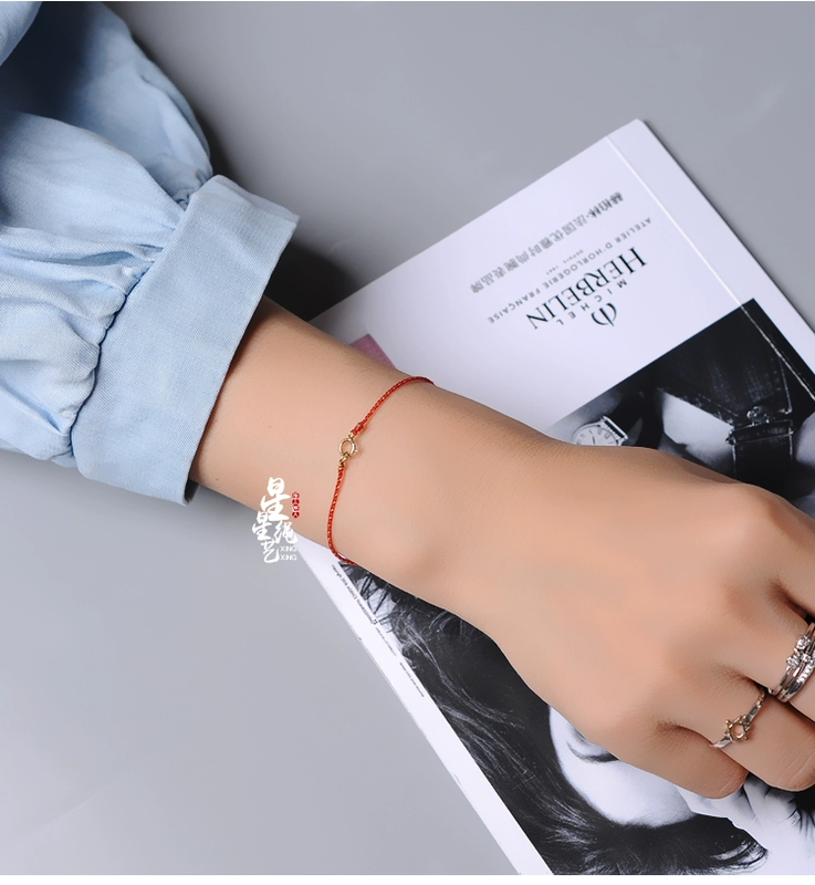 Vòng tay dây thừng 0,5mm rất mỏng màu đỏ nữ 14K dây chuyển tay vàng năm nay của vòng tay làm bằng tay đơn giản hoang dã
