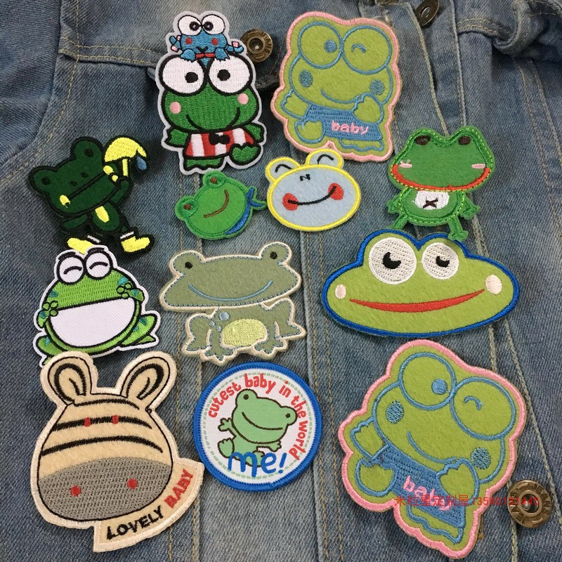 Fashion Cartoon Embroidered Buds Frogs Donkey Small Elephant Animals Tinkering With Programming Clothes Decoration Patches DIY accessories