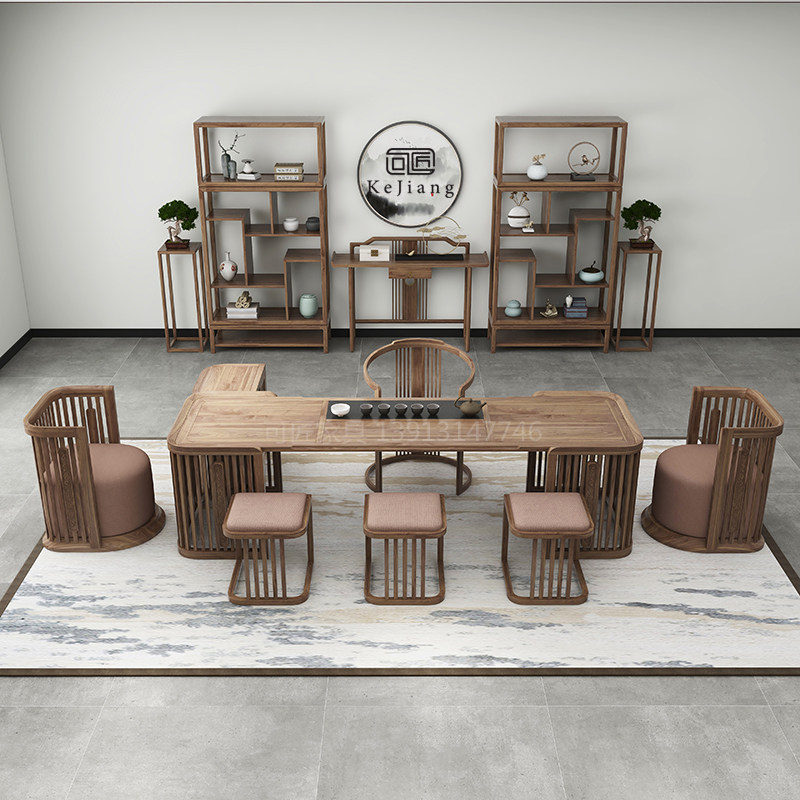 New Chinese-style solid wood tea table and chair combination modern minimalist Zen tea table Kung Fu tea table Teahouse furniture can be customized