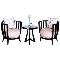 New Chinese sales office negotiation table and chair combination modern simple solid wood single round table leisure chair furniture can be customized