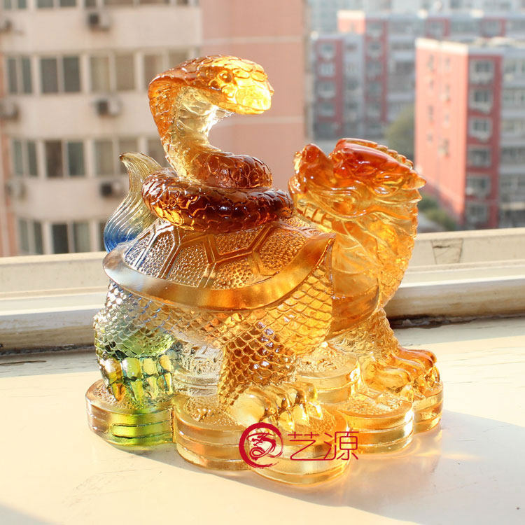 艺源开光古法琉璃摆件四神兽镇宅蛇龟招财玄武辟邪办公室风水摆 装饰 玄武 开光 辟邪 摆件 琉璃途虎网
