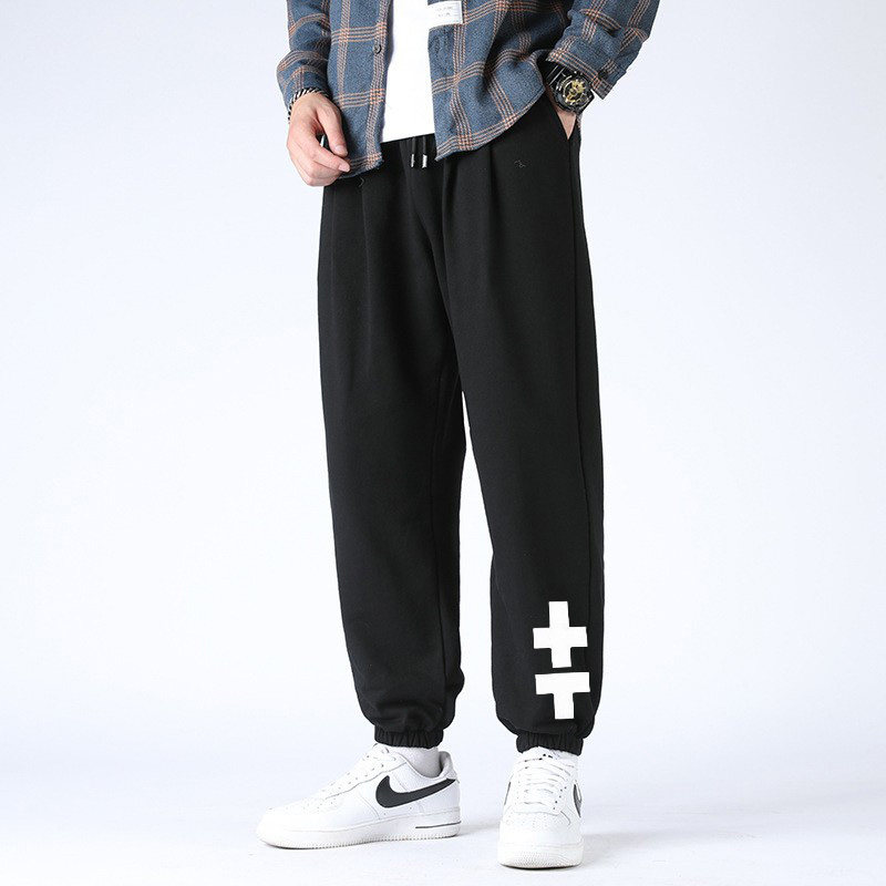 Grass card No medium raw with American grey sweatpants male high-quality plus suede bunches of rope cba basketball training long pants