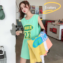 Basketball Jersey T-shirt female niche loose avocado green top wearing mschf vest tide fashion Korean version