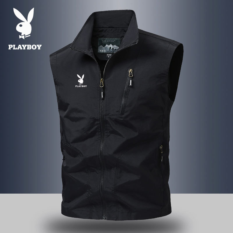 Playboy Spring and Autumn Vest Jacket for Men 2026 New High-End Outerwear Vest Large Size Men's Workwear