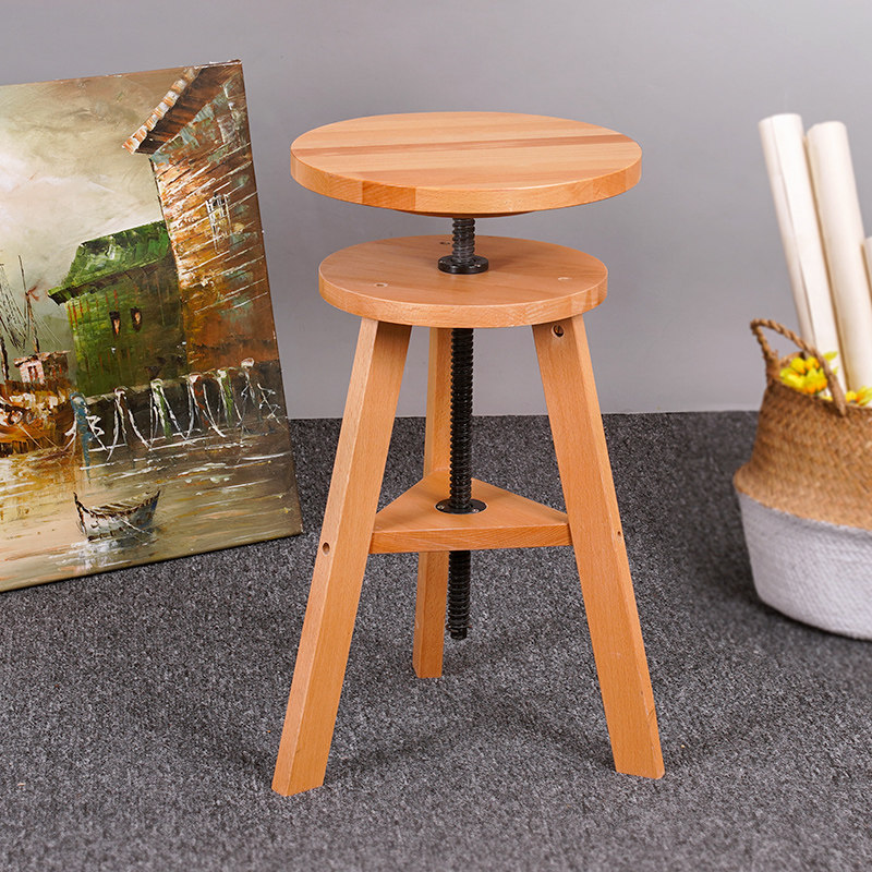 Beech-made rotating lifting round face painting stool Wooden Folding Drawing Stool writing Bench Drawing Chair Director Chair Canvas Leaning Back Chair